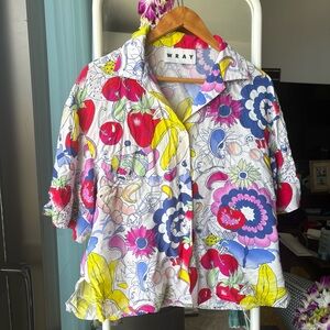 WRAY Women's Colorful Floral Button Down Shirt